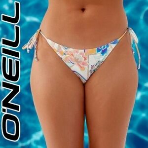 O'NEILL Zephora Maracas Side Tie Abstract-Floral Print Bikini Bottoms NWT